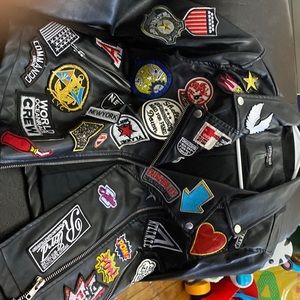 Patch down leather Jacket